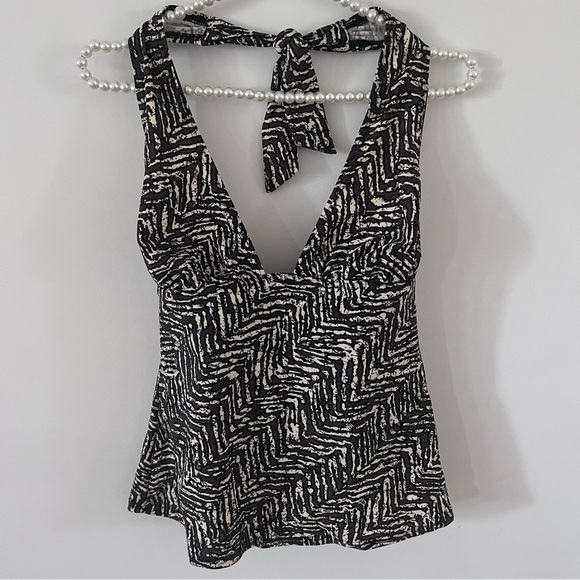 CHRISTINA Geometric Tribal Print Halter Neck Tie Tankini Top - Picture 1 of 1